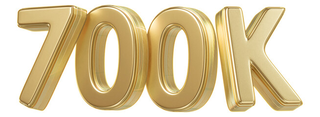 700K Follower Golden Number 3D Render