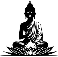 silhouette of vesak day with white background