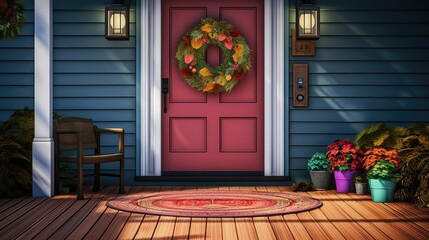 wreath open house door