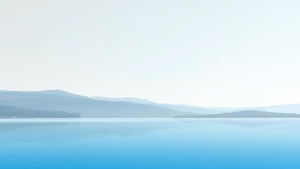 Fototapeta premium Serene Lake Landscape Calm Water Misty Mountains Peaceful Nature Scene