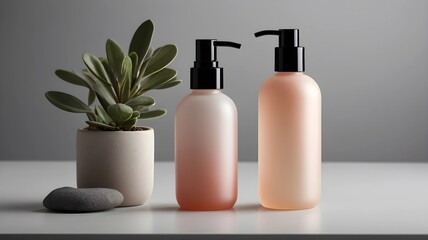 Gradient Peach-to-Pink Skincare Bottle in Frosted Glass