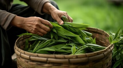cooking pandan leaves