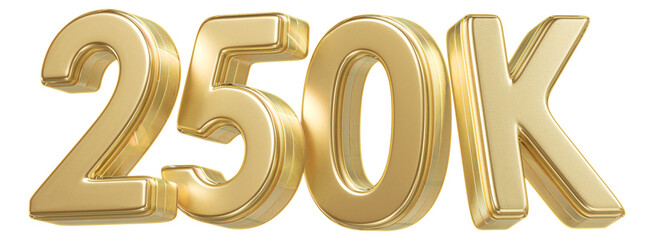 250K Follower Golden Number 3D Render