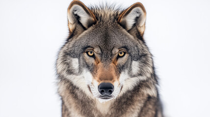 Fototapeta premium Detailed high-resolution image of a wolf focused on its fierce expression, perfect for professional use.