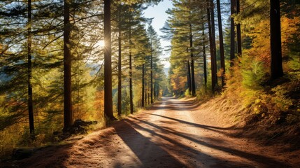 Fototapeta premium forest fall country road