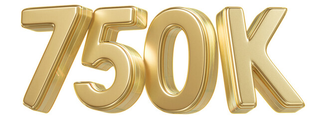 750K Follower Golden Number 3D Render