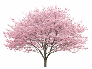 A large pink tree with pink blossoms. The tree is the main focus of the image and it is the only object in the picture. The pink color of the tree and the blossoms creates a sense of beauty
