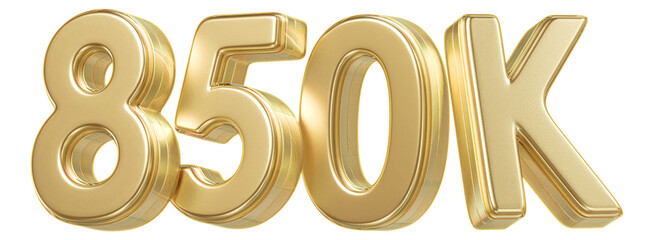 850K Follower Golden Number 3D Render