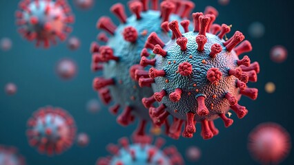 Detailed Representation of Viral Particles in Abstract Biology Concept