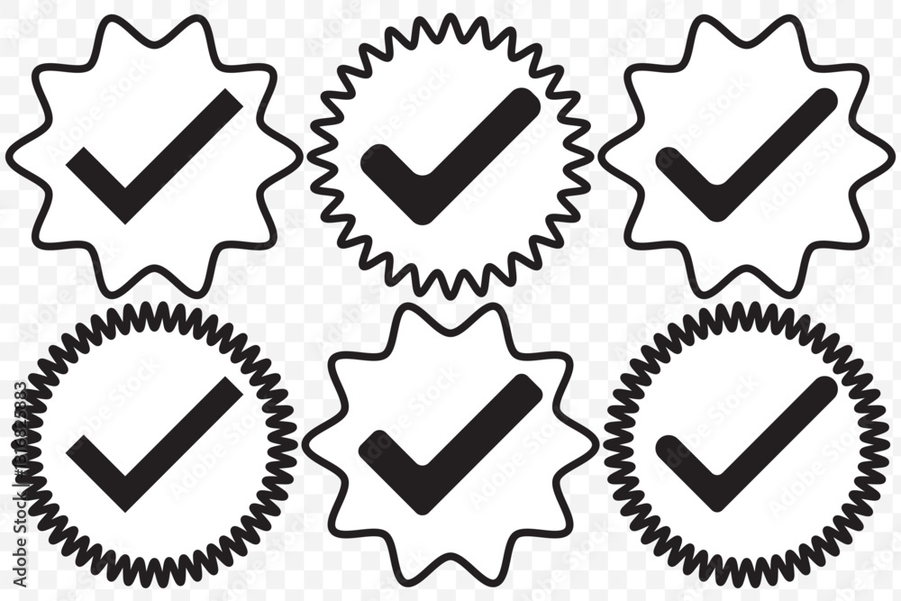 Poster check mark icon button set. check box icon with right or correct buttons and yes checkmark tick box 