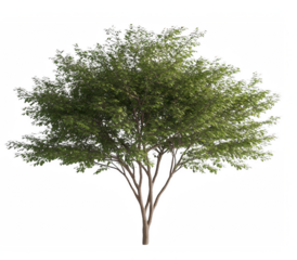 A large tree with green leaves stands alone on a white background. The tree is the main focus of the image, and its size and color make it stand out against the white background