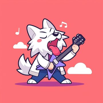 recommend clip art: Cute Dog Playing Electric Guitar
