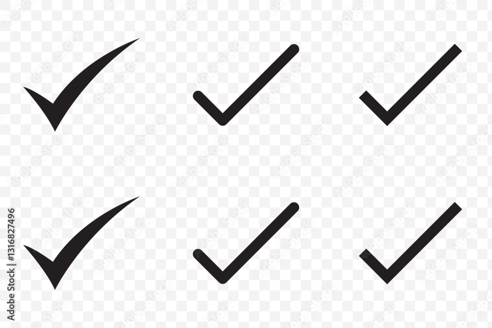 Poster check mark icon button set. check box icon with right or correct buttons and yes checkmark tick box 