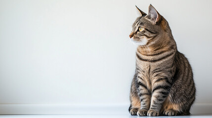 Obraz premium Graceful cat exudes calm elegance in minimalist setting