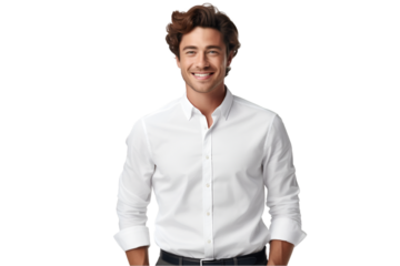 Young Entrepreneur in Casual Business Attire Isolated on Transparent Background