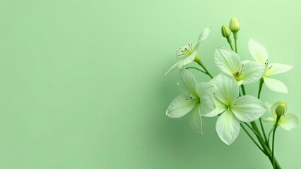Elegant Pale Green Flowers on Soft Background Spring Blossom Floral Design
