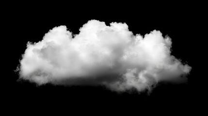 Isolated White Cumulus Cloud Against a Black Background