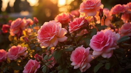 Fototapeta premium beauty pink and gold roses