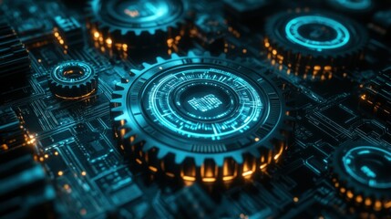 Futuristic gears on a circuit board (1)