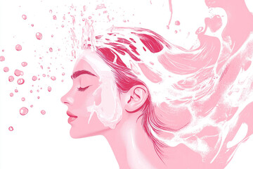 Client experiences a refreshing hair wash in a salon, surrounded by bubbles and gentle water flow, creating a calm ambiance for relaxation