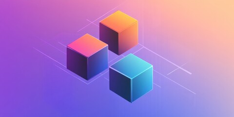 Fototapeta premium Abstract 3D colorful cubes on gradient background.
