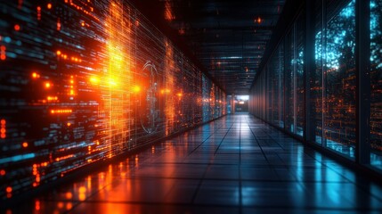 Futuristic server hallway