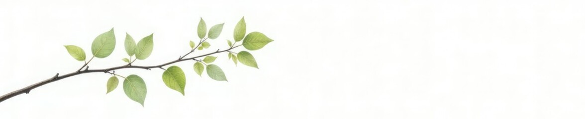 Naklejka premium Delicate branches with leaves isolated on white background, single, background, branch