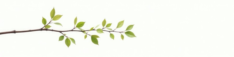Fototapeta premium Delicate branch with tiny leaves isolated on white background, isolated, organic, simple shapes