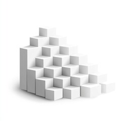 Abstract 3D white cubes ascending in steps.