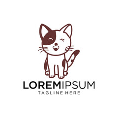 cheerful cat logo with minimalist style that radiates happiness