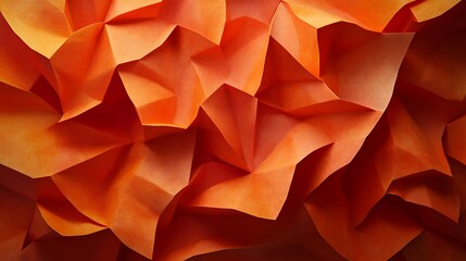 Abstract orange crumpled paper texture background.