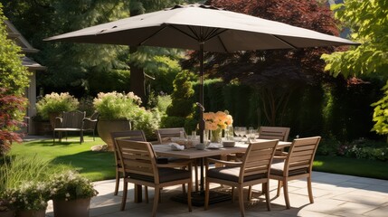 Fototapeta premium dining outdoor table with umbrella