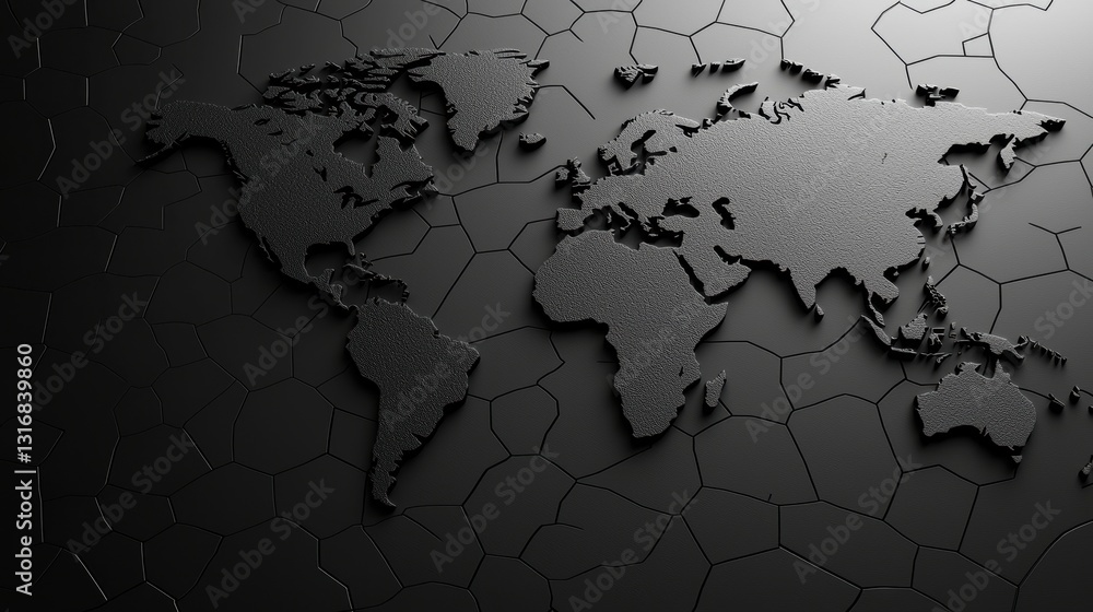 Aufkleber a grayscale world map with a subtle gradient effect, providing a neutral and versatile background fo