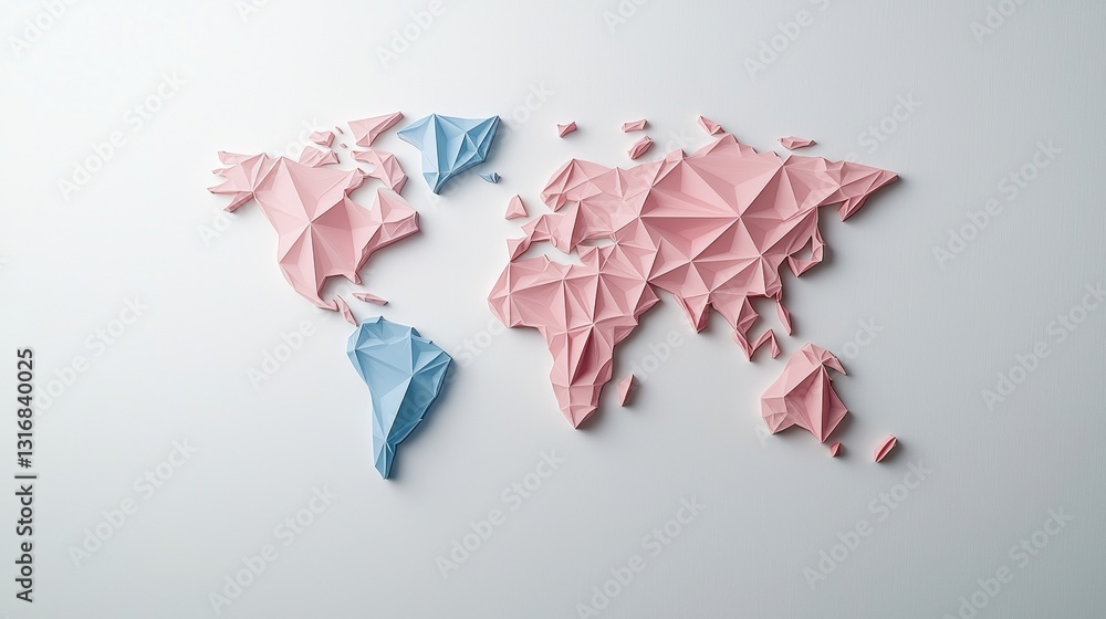 Aufkleber a stylized world map composed of geometric shapes and lines, offering a modern and abstract represen