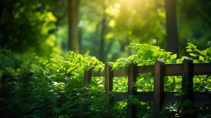 sunlight green background wood