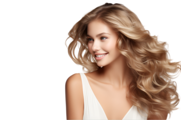 Young Woman Smiling Bravely Isolated on Transparent Background