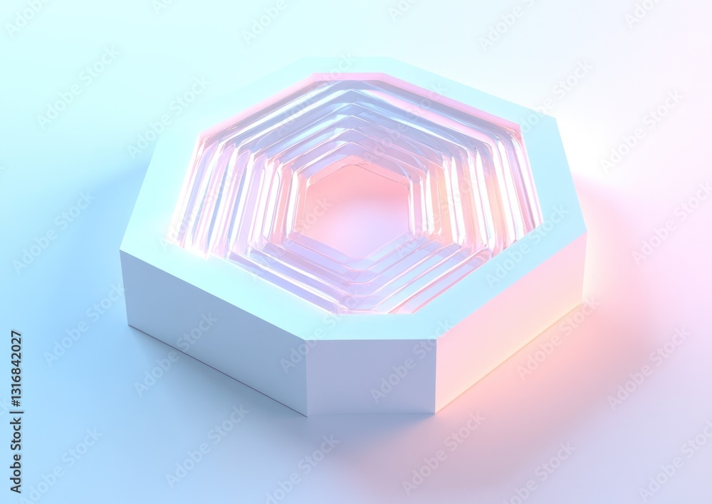 Poster abstract 3d hexagon with glowing light.