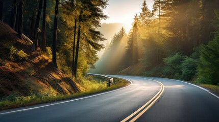 Fototapeta premium forest open road background