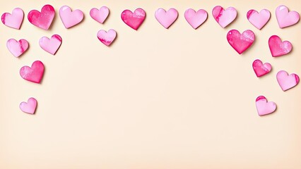Romantic Pink Hearts Frame Valentines Day Background Love Design