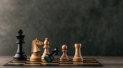 Chess Game on Board with Fallen Piece; Strategy, Competition, and Challenge Concepts