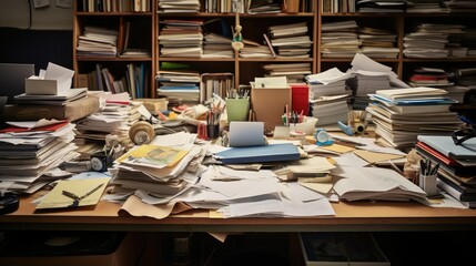 stacked folder on desk