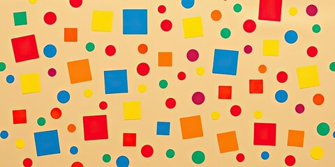 Colorful Geometric Shapes Background Circles Squares Abstract Pattern