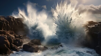 Obraz premium cliff ocean water splash