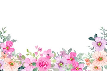Watercolor flowers background vector for design.