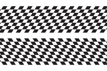 Obraz premium Black and white checkerboard pattern background. Classic checkered race flag car finish line or start line. Flat vector illustration isolated on white background. EPS 10.