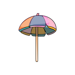Hand drawn color illustration of a summer beach umbrella