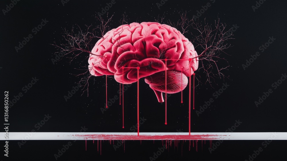 Poster a network diagram projected onto a human brain, representing neural networks, artificial intelligenc