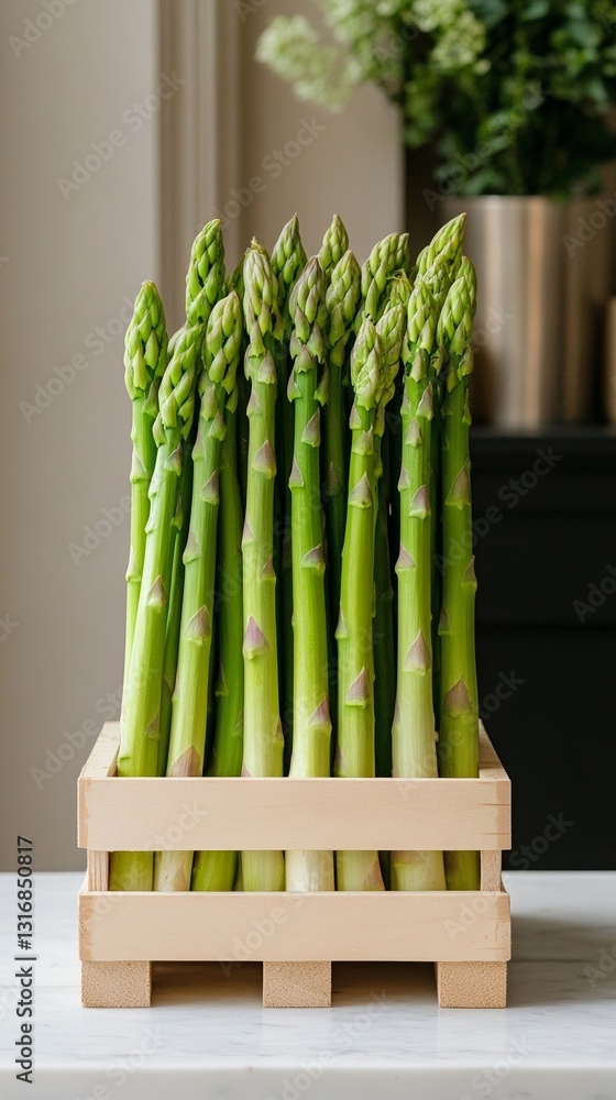 Aufkleber elegant asparagus harvest in progress with bundles of spears resting in wooden crates soil covered b