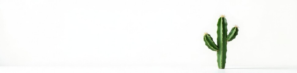 Single cactus plant isolated on white background, flora, leaf