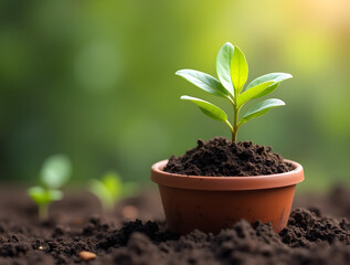 Soil Pots as Nurturing Guardians: How Human Care Supports a Plant's Growth and Well-being, Ensuring Its Vital Health and Flourishing